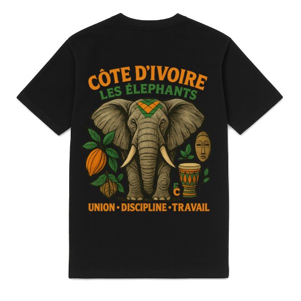 FC ELEVEN - Ivoorkust Les Elephants Heavy T-Shirt - Zwart