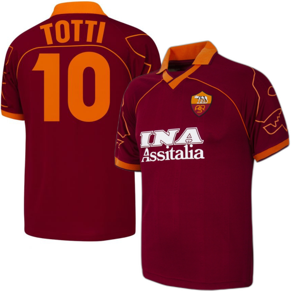 AS Roma Retro Football Shirt 1999-2000 + Totti 10