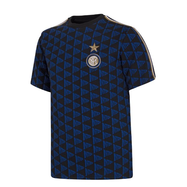 FC Internazionale All Over Pattern T-Shirt - Zwart/ Blauw