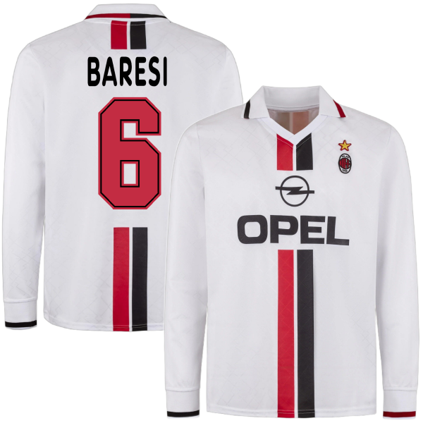 AC Milan Retro Football Shirt Away 1995-1996 (Long Sleeve) + Baresi 6