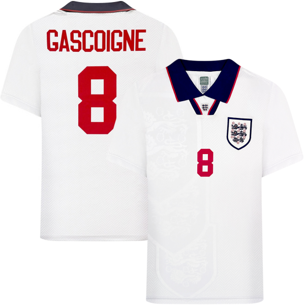 Score Draw - England Retro Football Shirt 1993 + Gascoigne 8